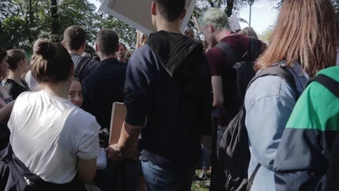 3ed Global Climate Strikes: Climate March Scotland Slow Motion Stock Footage 117186487