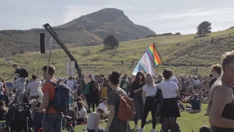 3ed Global Climate Strikes: Climate March Scotland Slow Motion Video stock 117186511