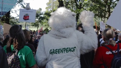 3ed Global Climate Strikes: Climate March Scotland Slow Motion Stock Footage 117186603