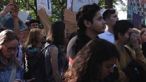 3ed Global Climate Strikes: Climate March Scotland Slow Motion Video stock 117186622