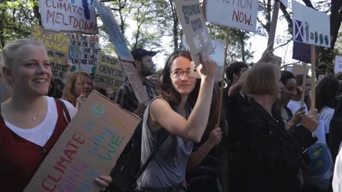 3ed Global Climate Strikes: Climate March Scotland Slow Motion Video stock 117186658