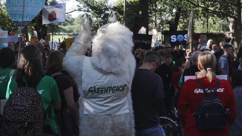3ed Global Climate Strikes: Climate March Scotland Slow Motion Stock Footage 117186703