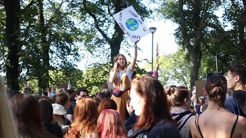 3ed Global Climate Strikes: Climate March Scotland Slow Motion Video stock 117186716