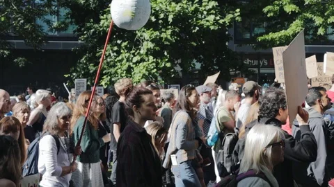 3ed Global Climate Strikes: Climate March Scotland Slow Motion Video stock 117186721