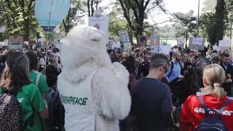 3ed Global Climate Strikes: Climate March Scotland Slow Motion Video stock 117186759