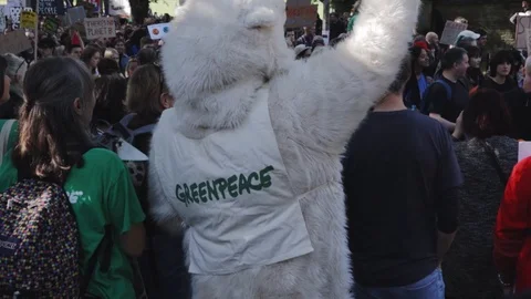 3ed Global Climate Strikes: Climate March Scotland Slow Motion Video stock 117186771