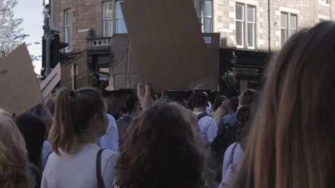 3ed Global Climate Strikes: Climate March Scotland Slow Motion Video stock 117186836