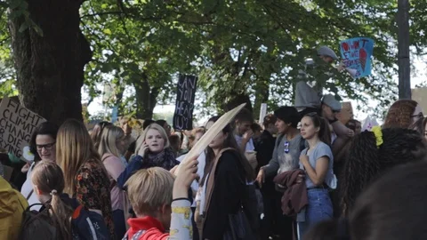 3ed Global Climate Strikes: Climate March Scotland Slow Motion Video stock 117186896