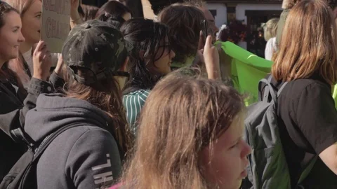 3ed Global Climate Strikes: Climate March Scotland Slow Motion Stock Footage 117186960