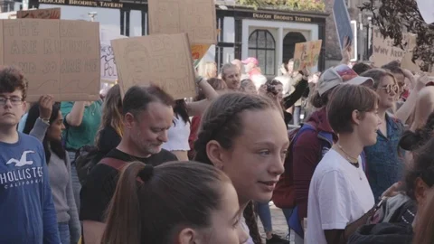 3ed Global Climate Strikes: Climate March Scotland Slow Motion Video stock 117187034