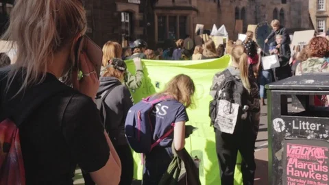 3ed Global Climate Strikes: Climate March Scotland Slow Motion Video stock 117187038