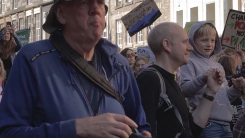 3ed Global Climate Strikes: Climate March Scotland Slow Motion Stock Footage 117187123