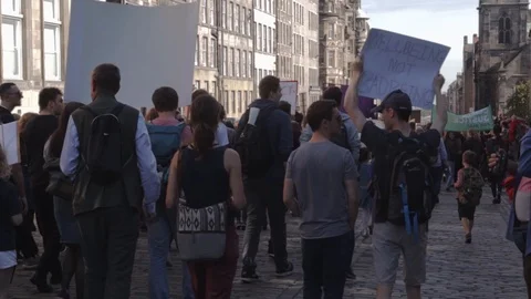3ed Global Climate Strikes: Climate March Scotland Slow Motion Stock Footage 117187182