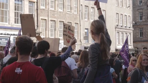3ed Global Climate Strikes: Climate March Scotland Slow Motion Video stock 117187187