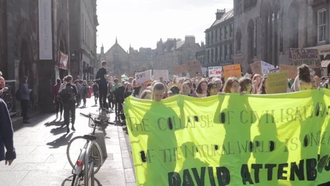 3ed Global Climate Strikes: Climate March Scotland Slow Motion Video stock 117187200