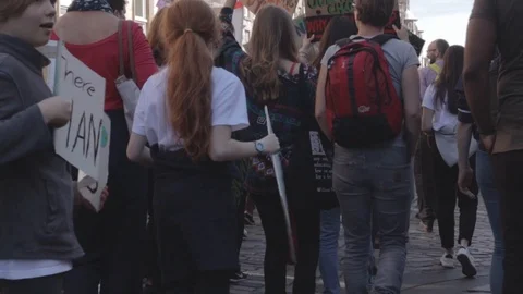 3ed Global Climate Strikes: Climate March Scotland Slow Motion Stock Footage 117187202