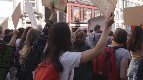 3ed Global Climate Strikes: Climate March Scotland Slow Motion Stock Footage 117187226