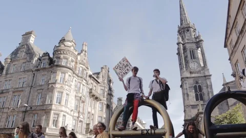 3ed Global Climate Strikes: Climate March Scotland Slow Motion Video stock 117187247