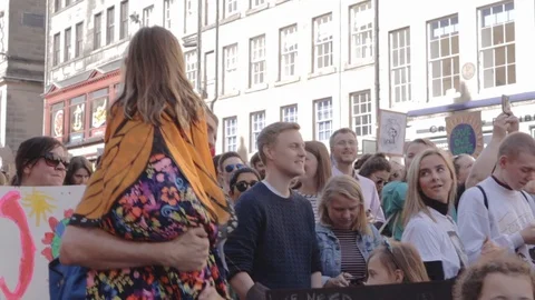 3ed Global Climate Strikes: Climate March Scotland Slow Motion Stock Footage 117187293
