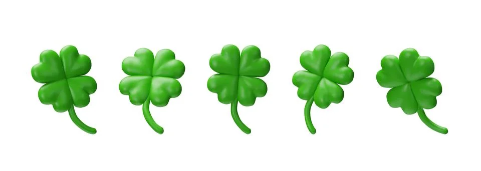 3F rendering Irish clover collection Stock Illustration