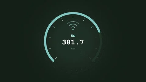 3G 4G 5G speed test evolution meter animation, real-time data bandwidth Stock Footage 344232503