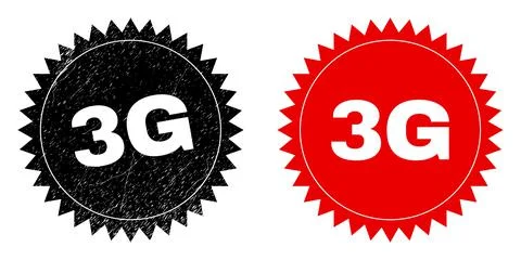 3G Black Rosette Stamp with Scratched Texture Stock Illustration