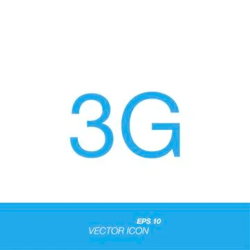 3G icon in flat style isolated on white background. Stock Illustration