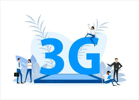 3g network technology. Internet systems telecommunication service. People stand Stock-Illustration