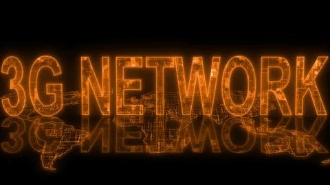 3G network text technology earth map glowing orange イラスト素材