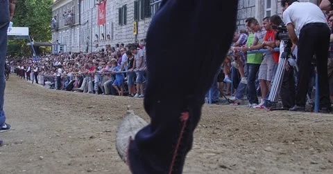 3K Sinj Alka passing on the racecourse Stock Footage 45976284