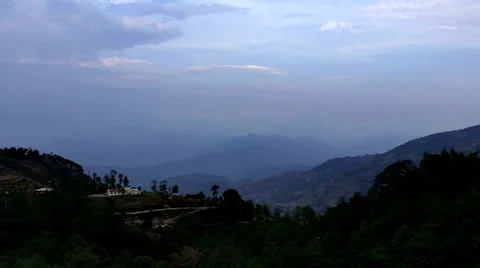 3K timelapse of valley with clouds, hills and mist. 3K resolution. Stock Footage 39844969