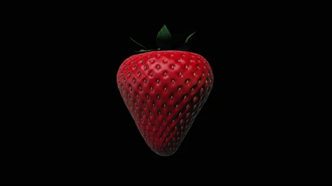 3ps of movement. strawberry berry spin around itself animation. On a black Video stock 146471691
