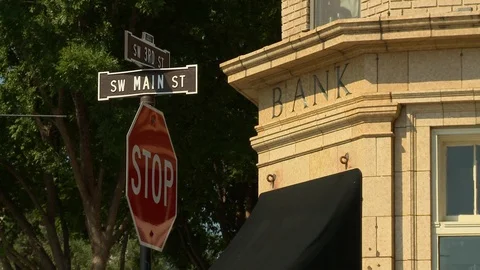3rd and Main with Bank Stock Footage 92226870