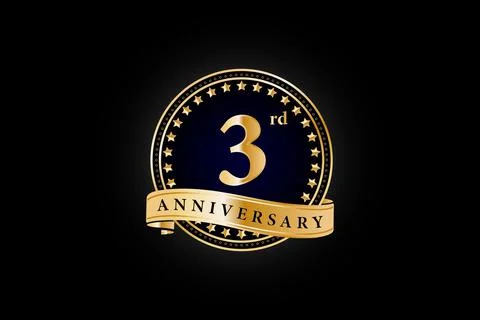 3rd anniversary gold logo Stock Illustration