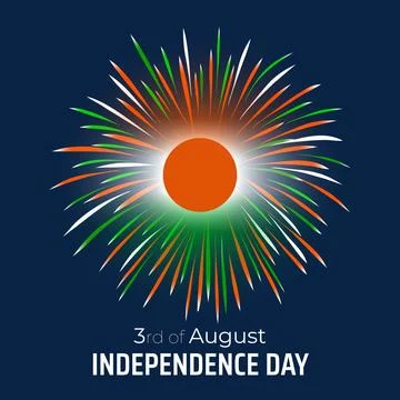 3rd of august, niger independence day. Nigerien fireworks flag, greeting card Ilustración de archivo
