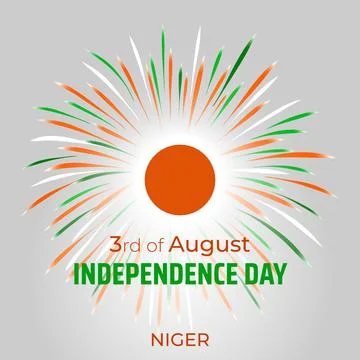 3rd of august, niger independence day. Nigerien colorful fireworks flag 库存插图