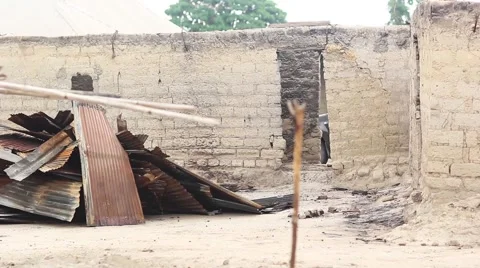 3rd Burnt Down Building From The Fulani Herdsmen Attack in Agatu Nigeria  Stock Footage 62703150