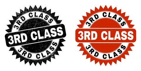 3RD CLASS Black Rosette Watermark with Grunge Texture Stock Illustration
