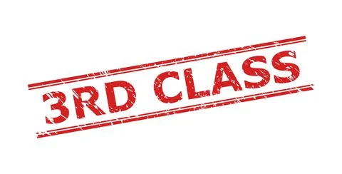 3RD CLASS Stamp with Unclean Style and Double Parallel Lines Stock Illustration