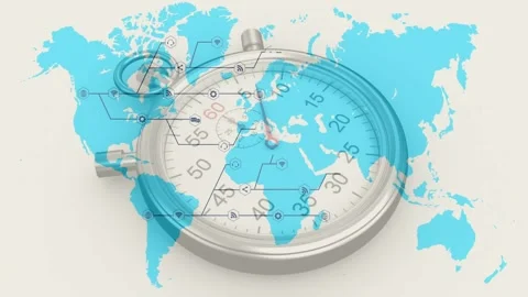 At 3rd frame line and node appearing over America visualizing global Stock Footage 317858440