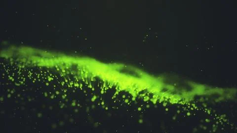 3rd loop abstract animation of glow particles with depth of field, bokeh and Stock Illustration