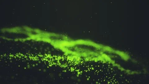 3rd loop abstract animation of glow particles with depth of field, bokeh and Stock Illustration