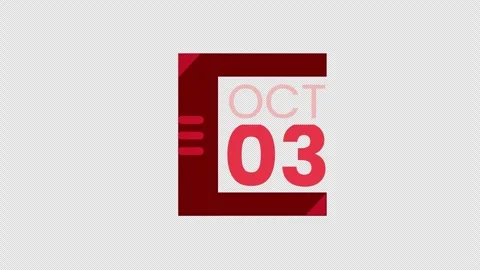 3rd October calendar icon animation. Stock Footage 314926150