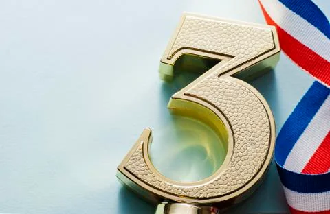 3rd place runner up gold numeric trophy Foto stock
