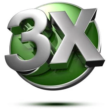 3x 3d rendering on the green circle behind the white background.(with Clippin Stock Illustration