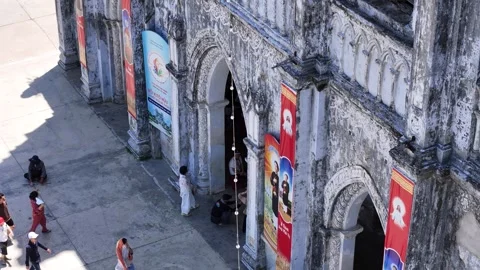 3x aerial orbit around the main dome of Mang Lang Church Stock Footage 341855916
