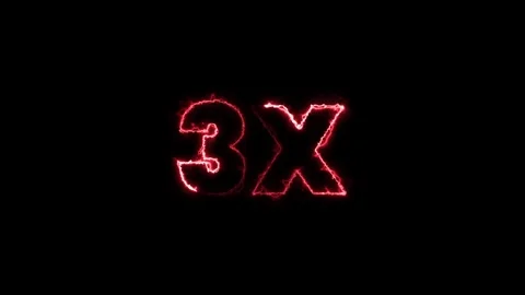 3x fire text animation with burning flame animation isolated on black background Vidéo 336791513