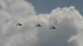 3x Ikarus C42b airshow cloudy sky flight demonstration HD Footage