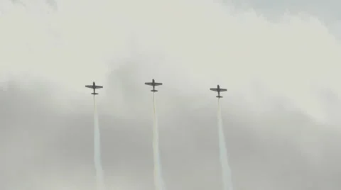 3X jordan airforce planes performing aerobatics maneuvres at air show Stock Footage