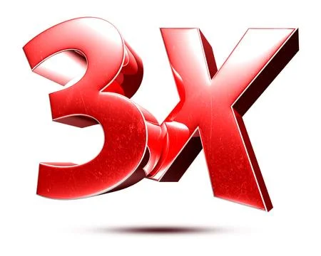 3x red isolated on white background illustration 3D rendering with clipping p Stock Illustration